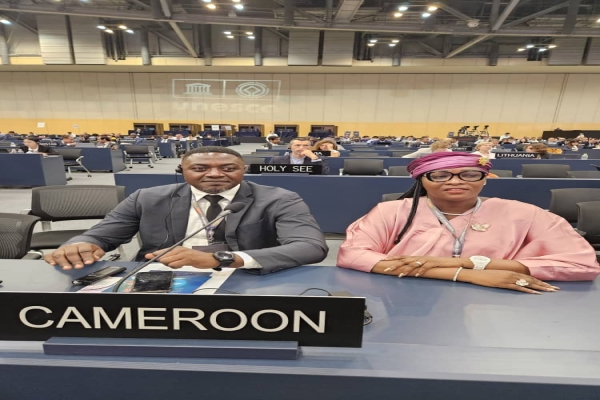 Monsieur Nsangou Nchare Jean Daniel, SDPCM et Point Focal National de la Convention du Patrimoine Mondial, chargé du suivi des décisions et de la coordination technique des engagements du Cameroun vis-à-vis de ladite Convention et Madame Biada Alice épse 