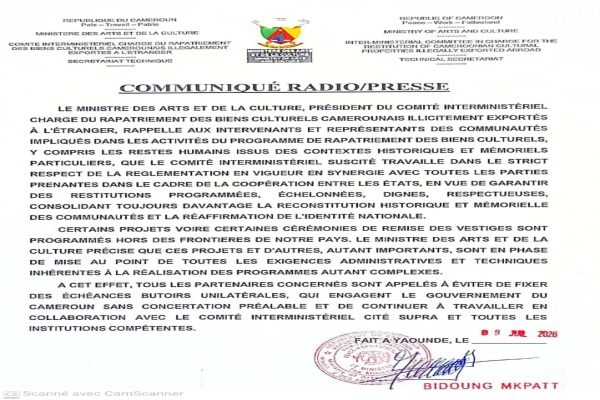 COMMUNIQUE RADIO/PRESS
